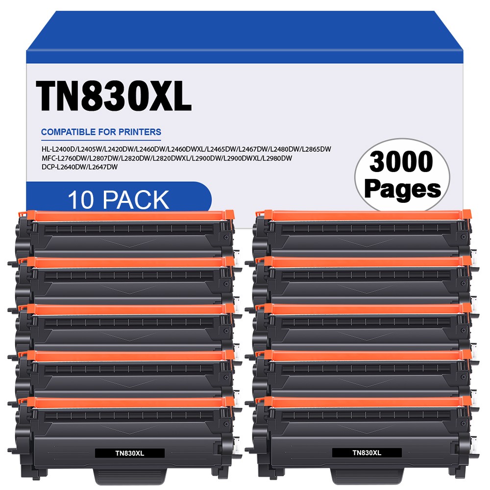 10PK TN830 TN830XL Toner Cartridge for Brother MFC-L2760DW DCP-L2640DW L2647DW