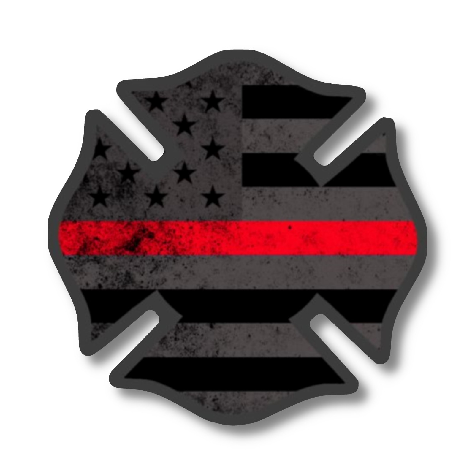 Thin Red Line Flag Sticker, Maltese Cross Decal for Laptops & Indoor Use 1.5"-6"