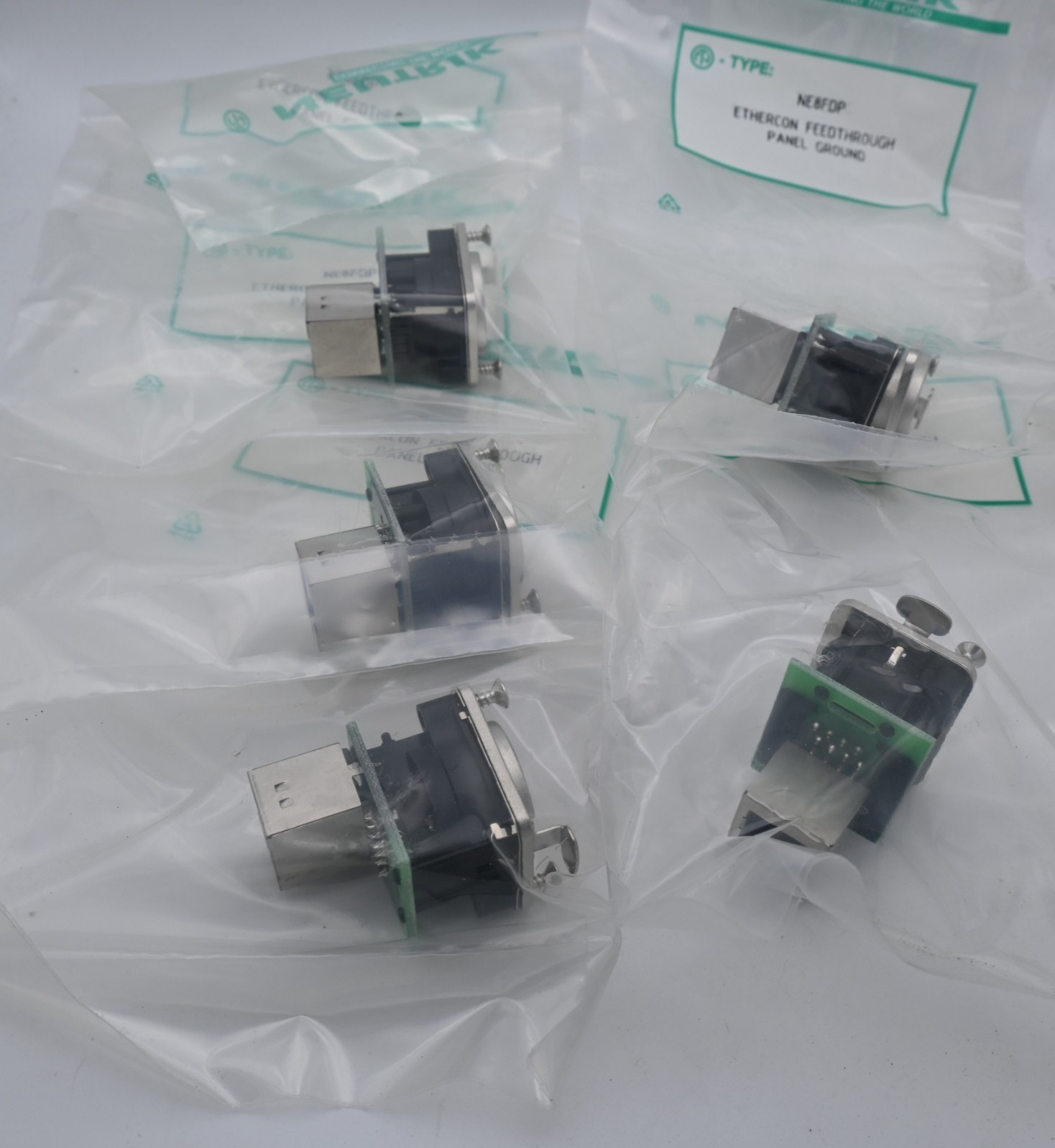 Neutrik NE8FDP Ethercon RJ45 Cat5 Pass/Feed Through D Series Panel Jack Lot of 5