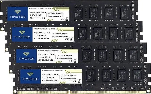 Timetec 32GB Kit 4x8GB DDR3L 1600MHz PC3L-12800 Desktop RAM Memory UDIMM Tested
