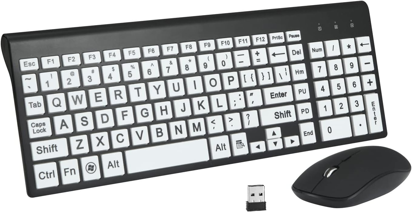 Large Print Wireless Keyboard and Mouse Set with Oversized Keys for Visually
