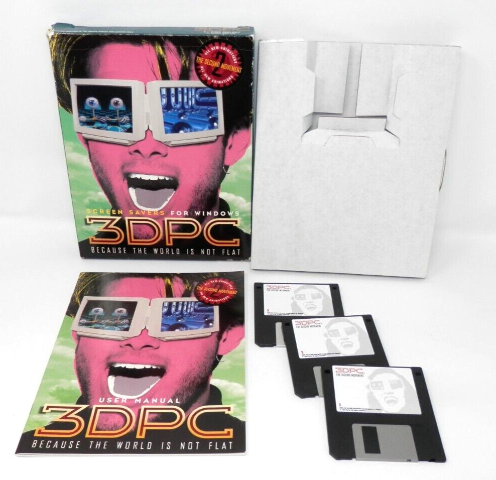Forte 3DPC Screen Savers for Windows 2nd Edition • Vintage Software 1994 Big Box