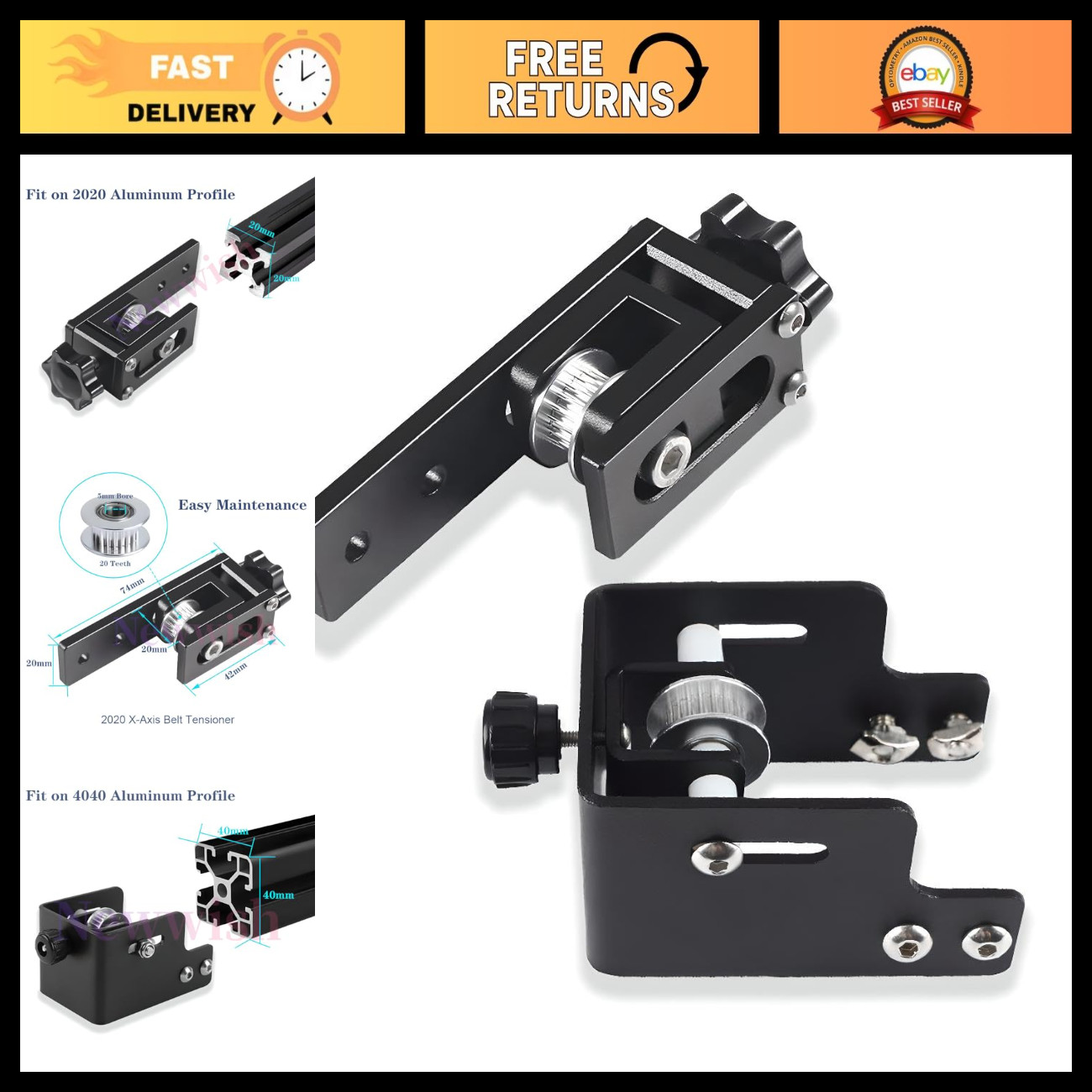 3D Printer Belt Tensioner Upgrade Kit for Ender 3 Pro & V2 - X2020 Y4040 Tension