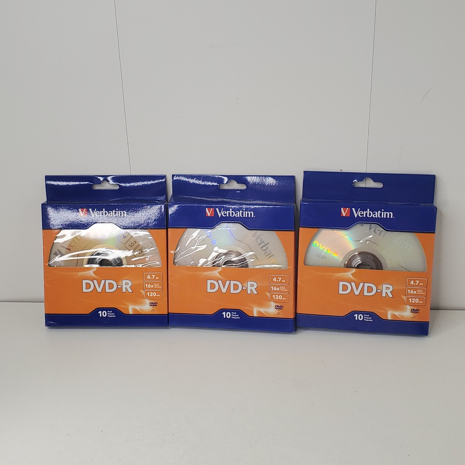 LOT of 3 Verbatim 97957 DVD-R 4.7GB 16X 120min 10pk Blank Discs 30 Total New NIP
