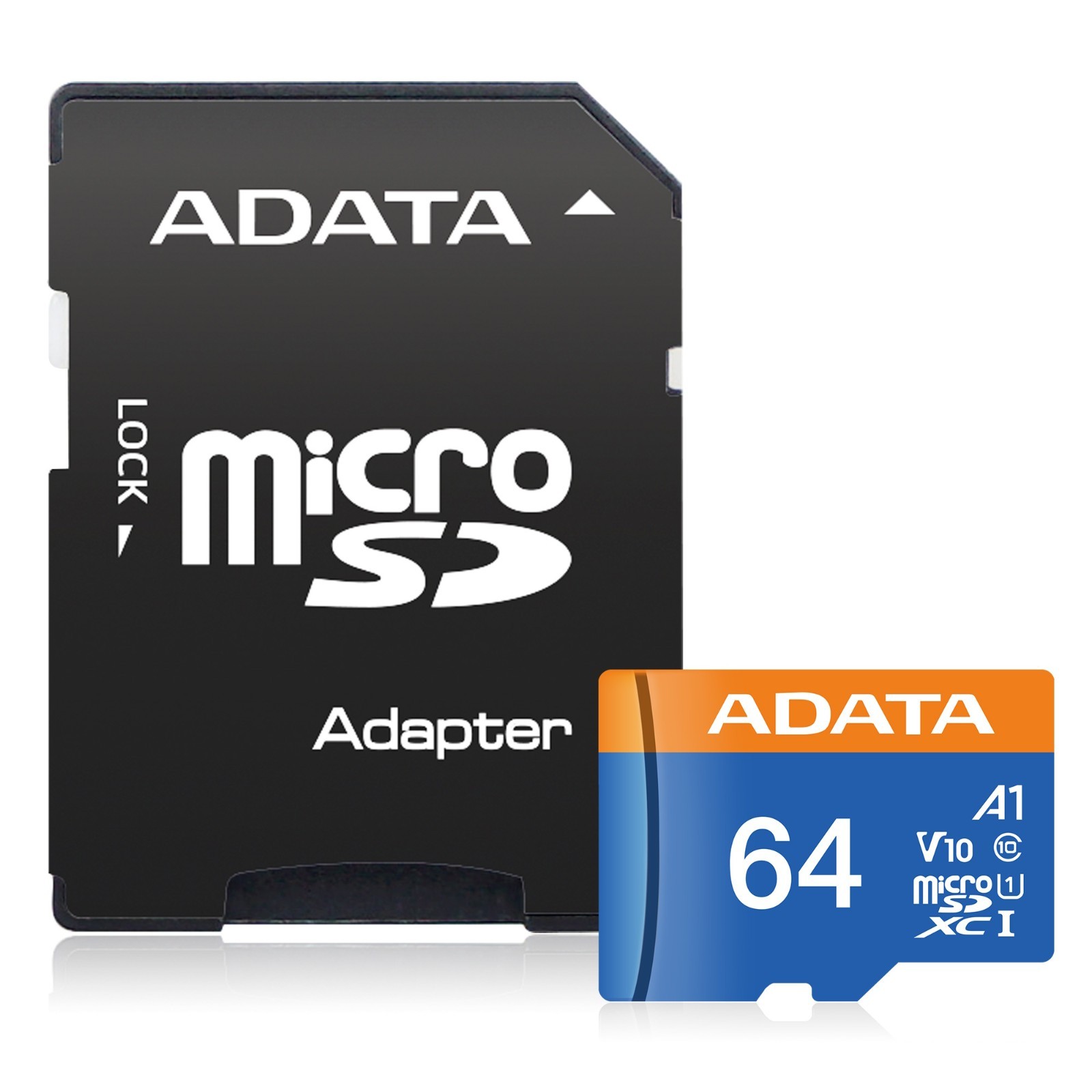 ADATA 64GB Premier Memory Card w/SD adapter Model AUSDX64GUICL10A1-RA1