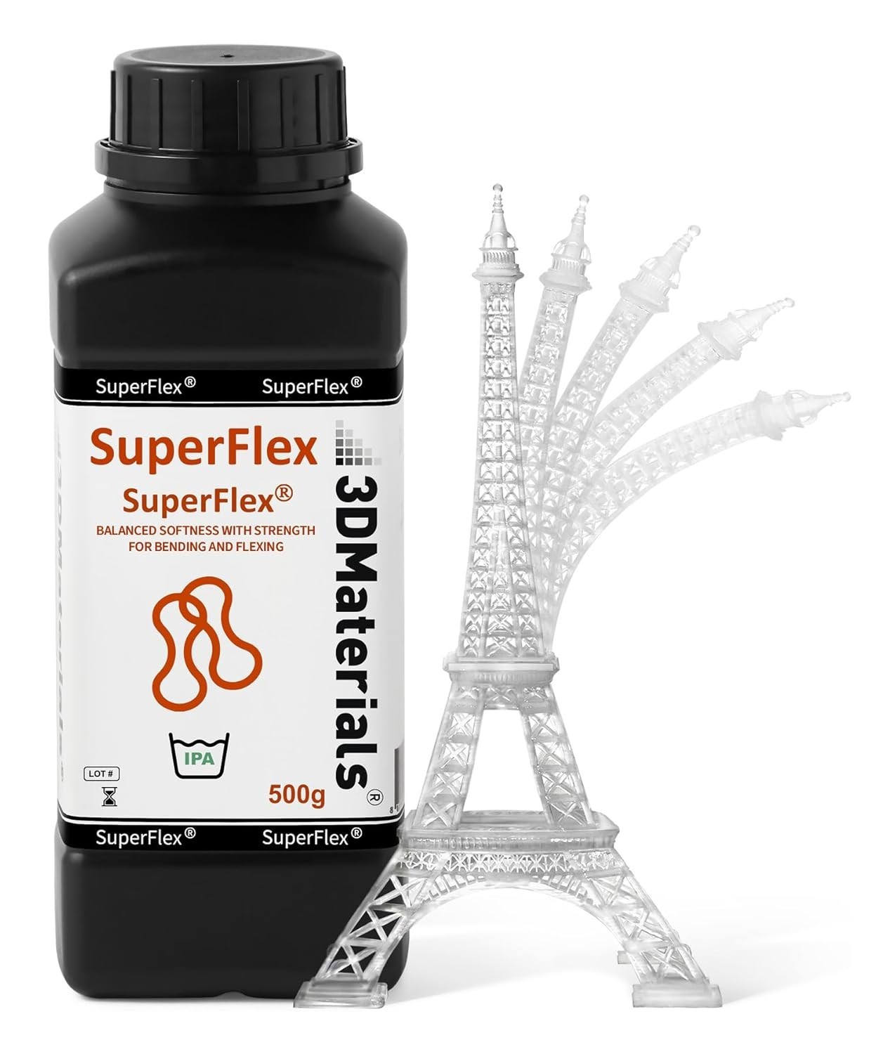 3D Printer Resin Flexible Rubber Soft 80A Clear 500g Fast Printing