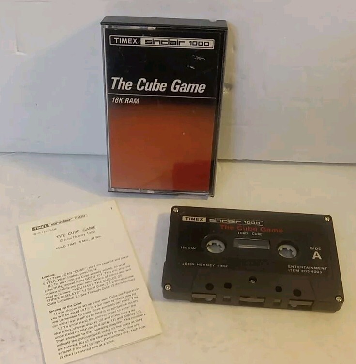 RARE Vintage 1982 Timex Sinclair 1000 The Cube Game 16K RAM Computer Cassette.