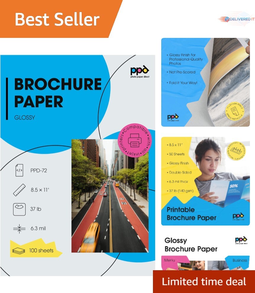 100 Sheets Glossy Brochure Paper 8.5x11 140gsm Double Sided Water-Resistant P...