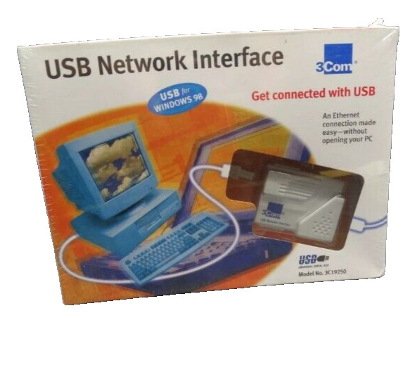 USB Network Interface USB to RJ45 Original Seal Vintage 3C19250 3Com