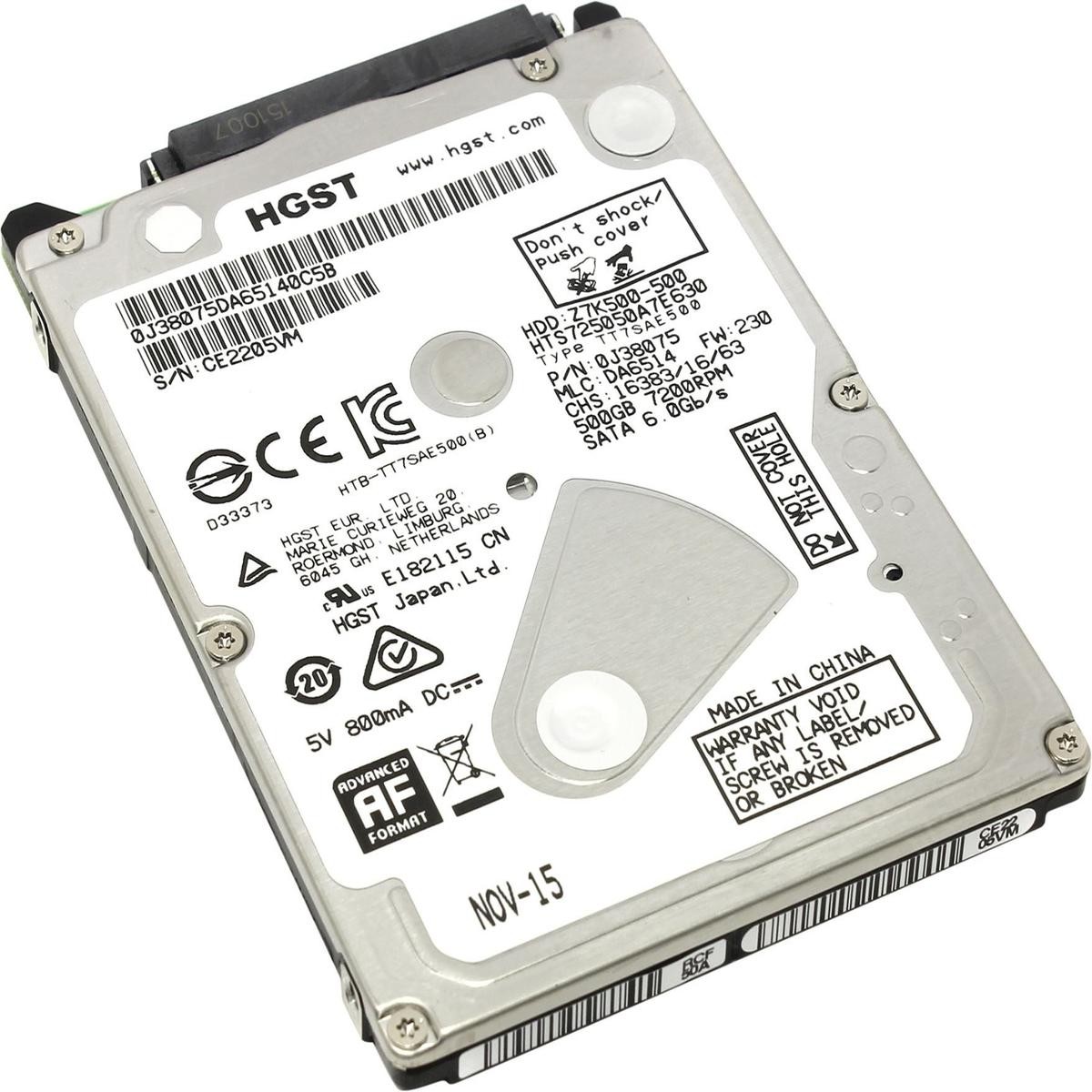 Hitachi Hgst Sata 2.5" 500gb Hard Drive Hts725050a7e630 Internal Notebook Laptop_
