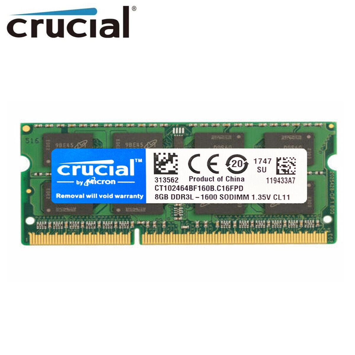 Crucial 8GB DDR3L 1600MHz PC3L-12800 204-Pin Sodimm memory LAPTOP RAM  LOT DDR3L