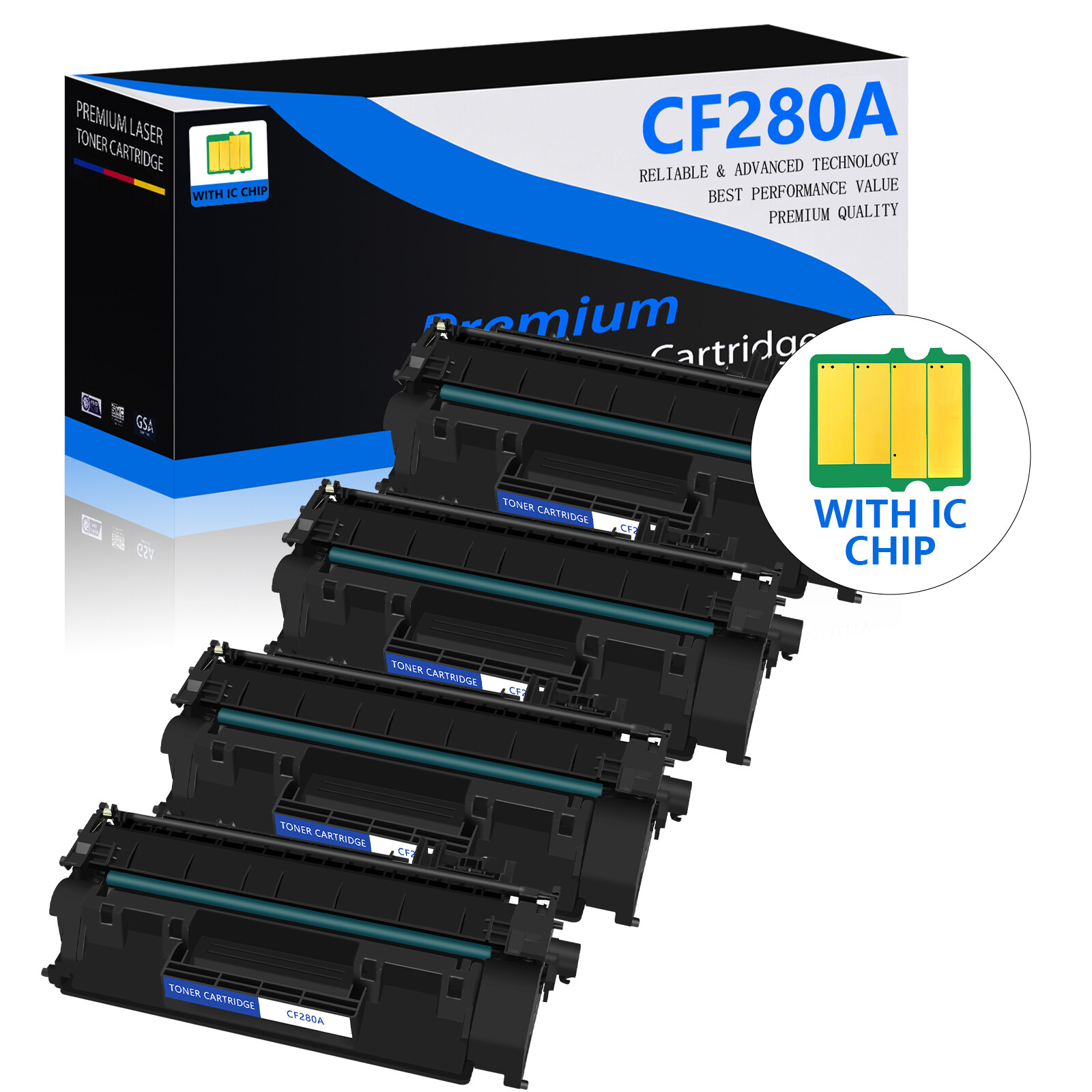 4PK Toner Cartridge for HP CF280A 80A LaserJet Pro 400 M401dn M401n M425dn INK