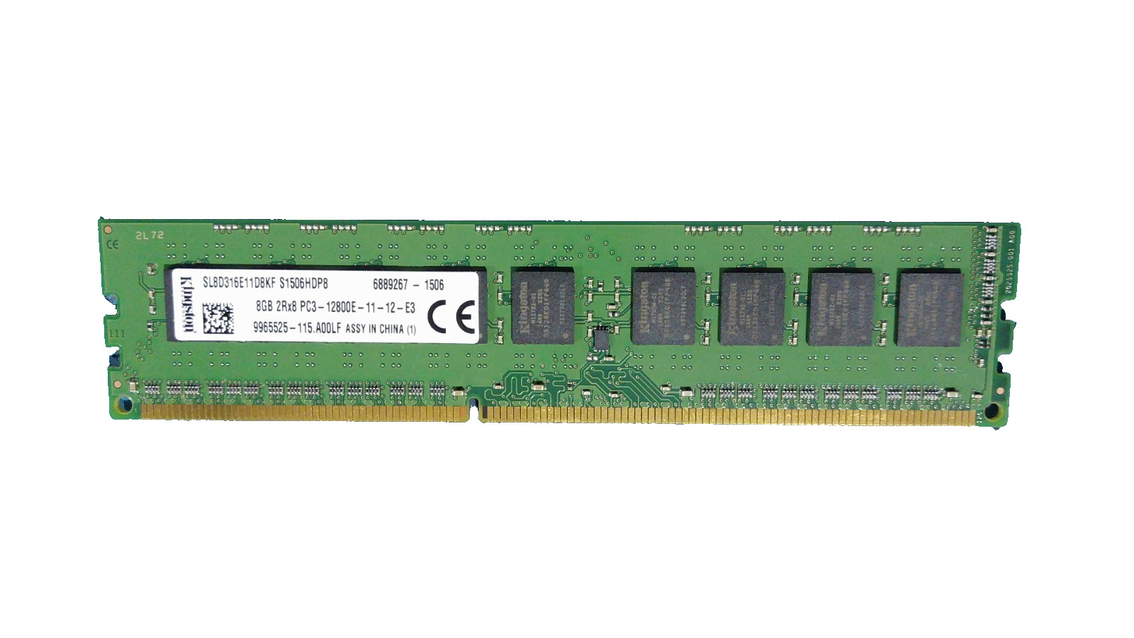 Lot of 8 Kingston SL8D316E11D8KF DDR3-RAM 8GB PC3-12800E ECC 2R Server Memory