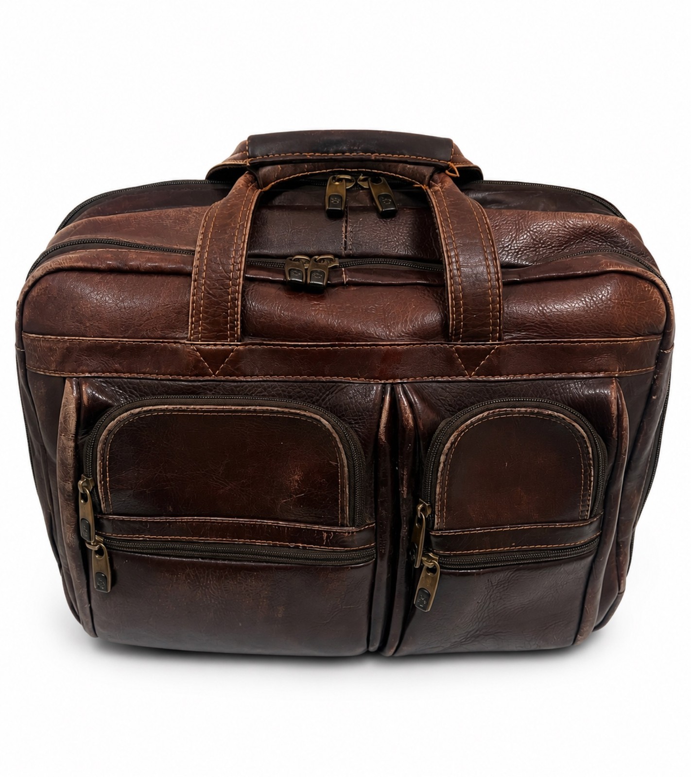 Samsonite Brown Leather Laptop Business Messenger Bag Travel No Shoulder Strap