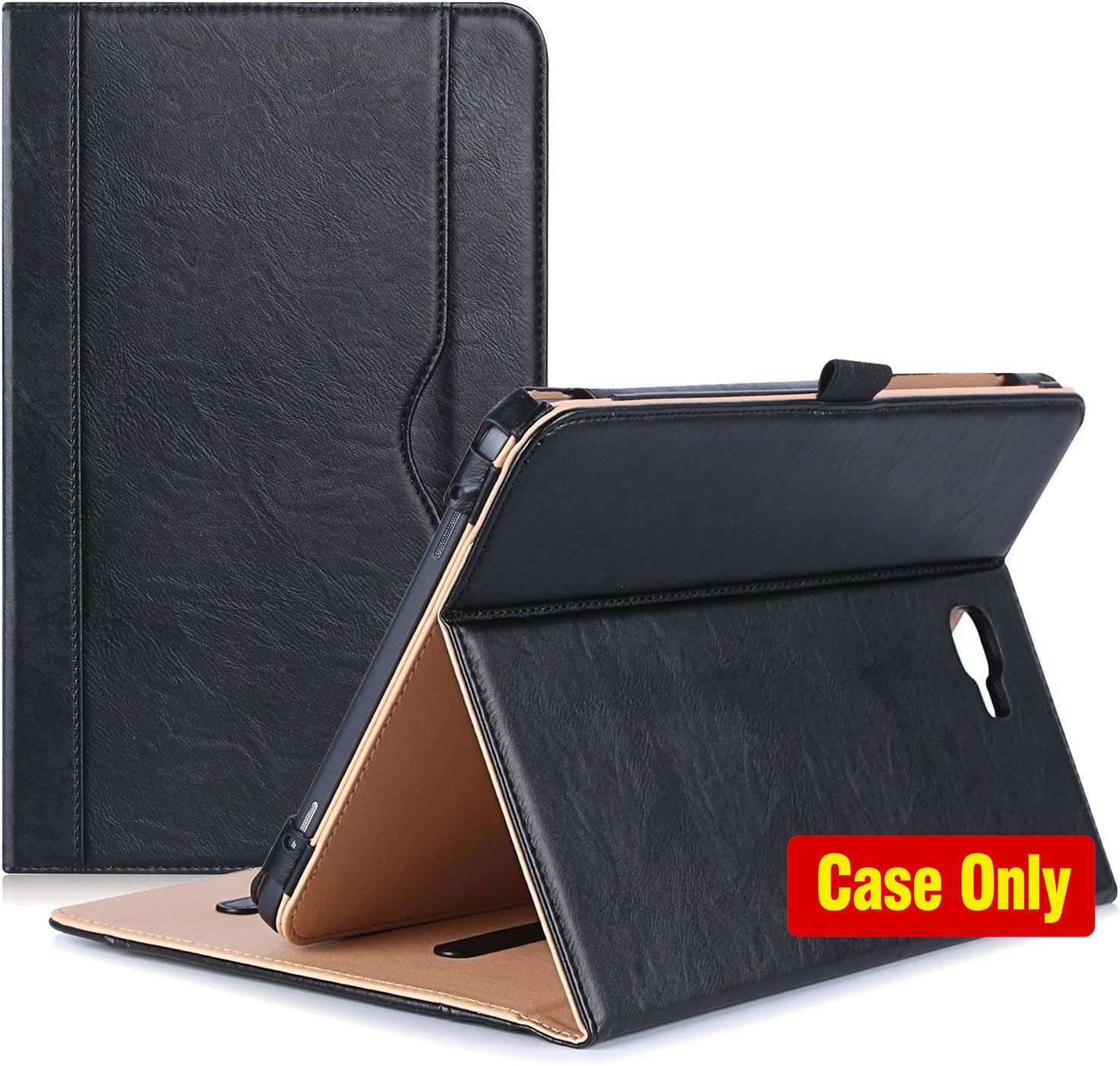 Leather Case for Tab A 10.1 2016, Black, Lightweight, Shockproof