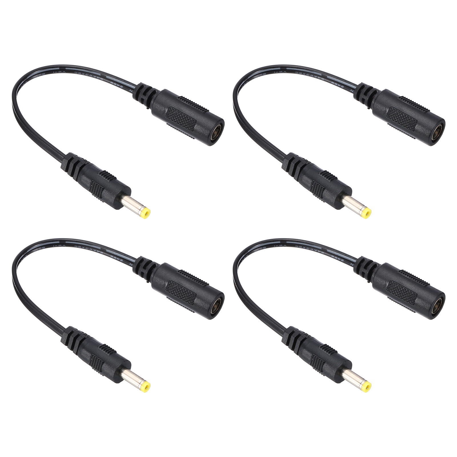0.6Ft 5.5x2.1mm Female to 4.0x1.7mm Male Power Cable 4 Pcs Wire Adapter Black