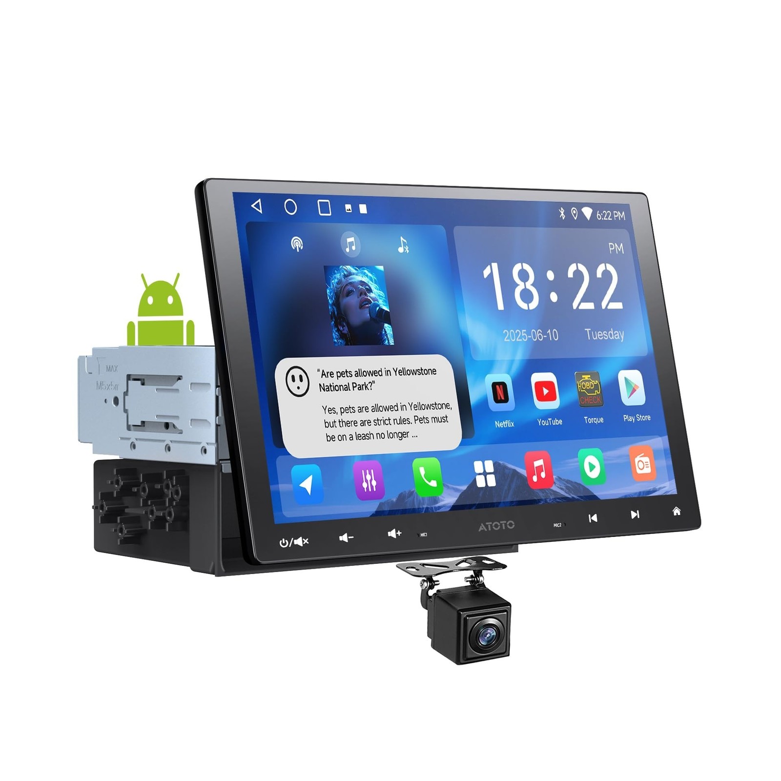 A5L 10inch Android Double DIN &Single DIN Adaptive Car Stereo, Floating QLED ...