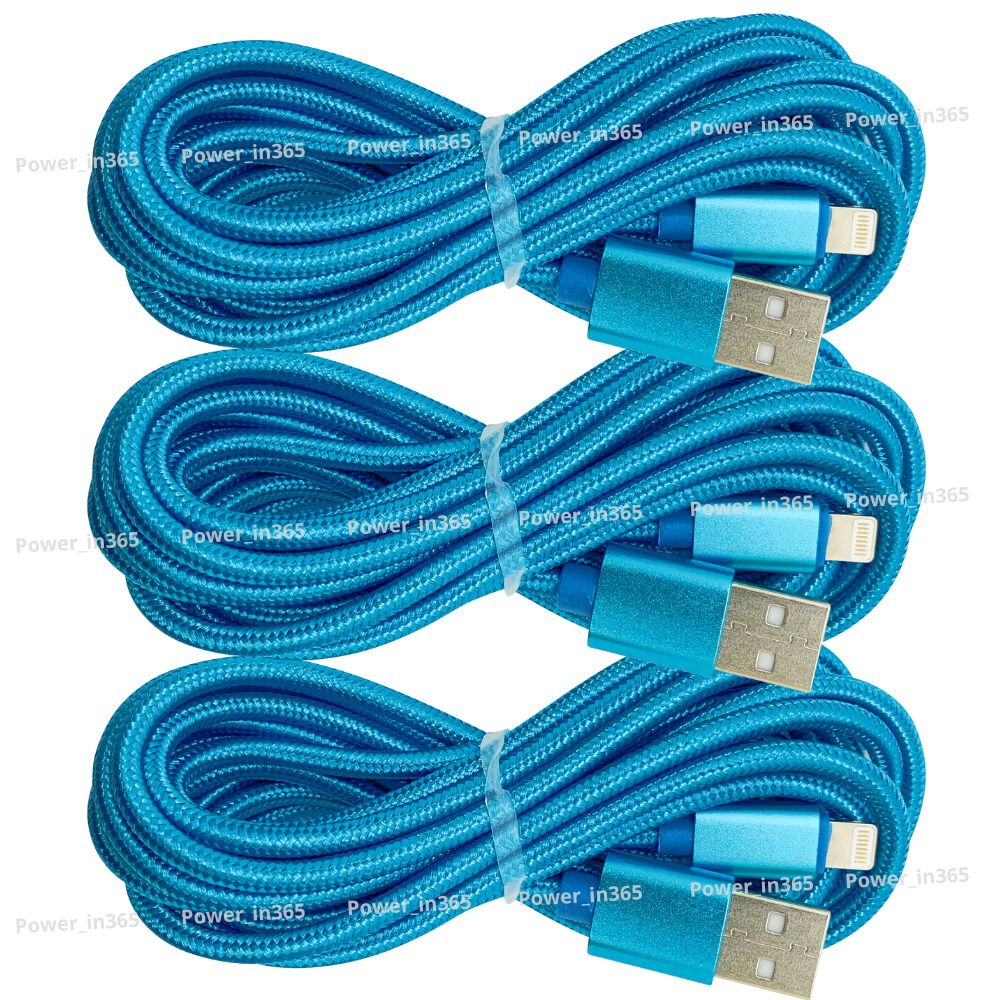 USB Braided Charging Data Cable 10FT For iPhone 14 13 12 11 8 7 6 X Charger Cord