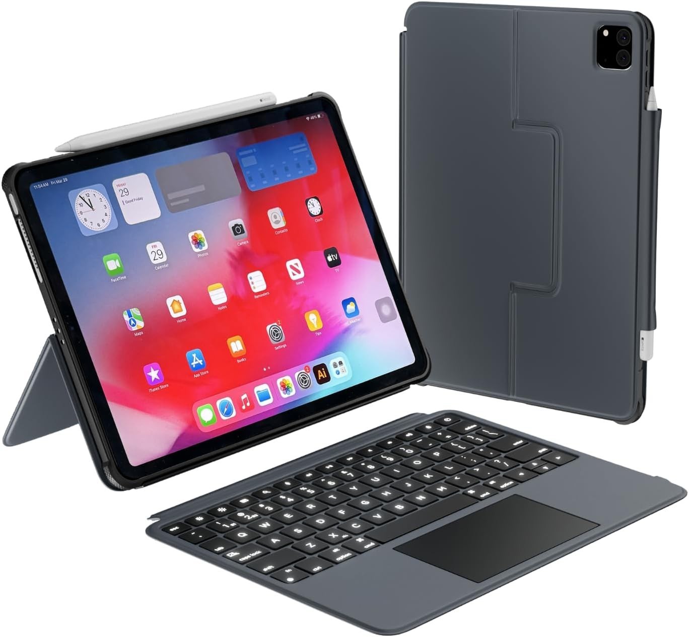 MACALLY iPad Air 13" Backlit Detachable Keyboard Case M3,2025/M2,2024/2022/2021