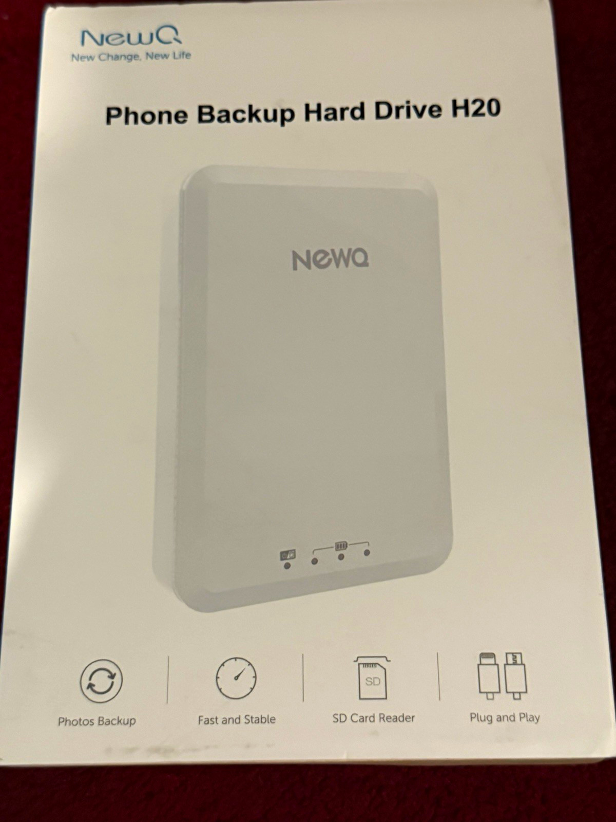NewQ H20 1TB External Drive White Micro USB 3.0 SD Card Reader Plug & Play