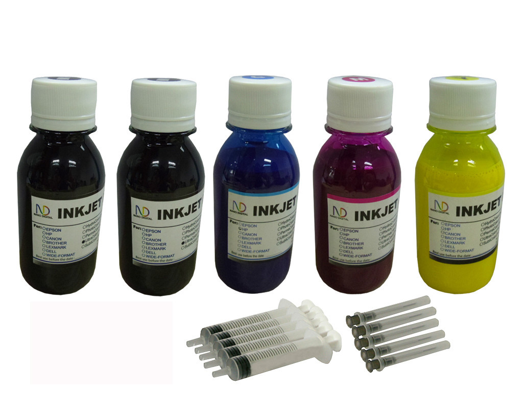 5x100ml ND® Sublimation Refill Ink for Piezoelectric Printer Extra Black 200ml