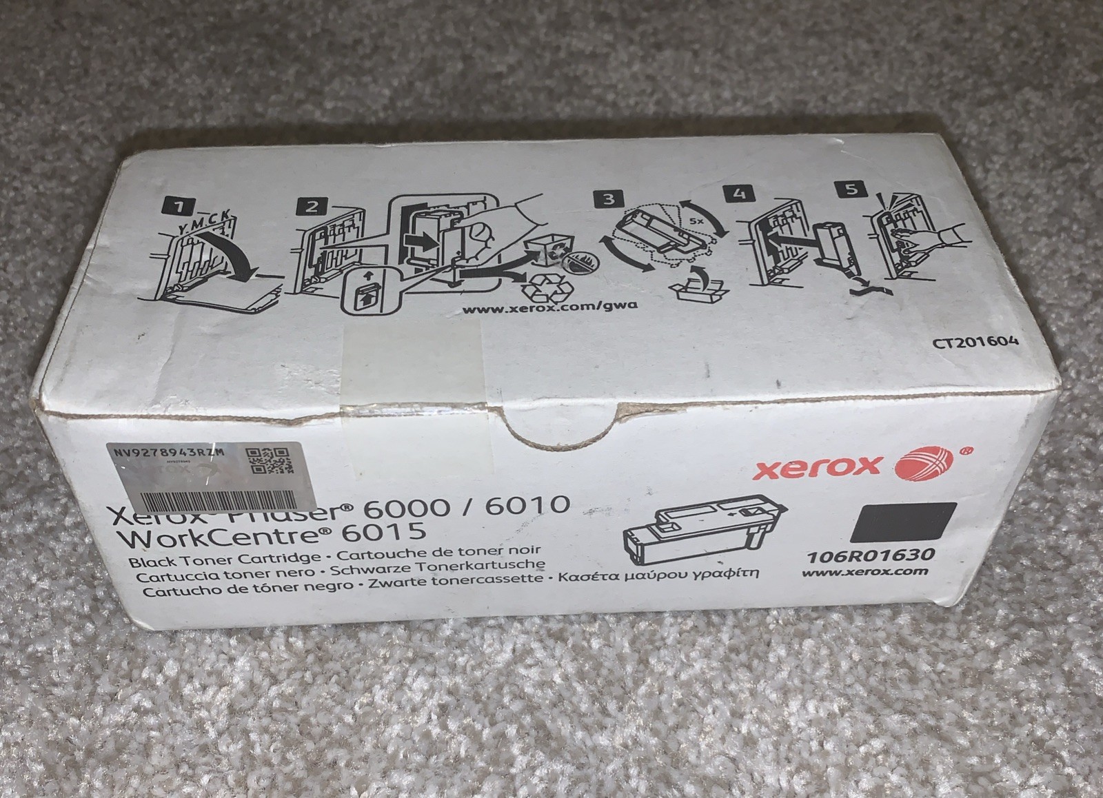 NOS Xerox Phaser 6000/6010 WorkCentre 6015 Black Toner Cartridge 106R01630‼️READ