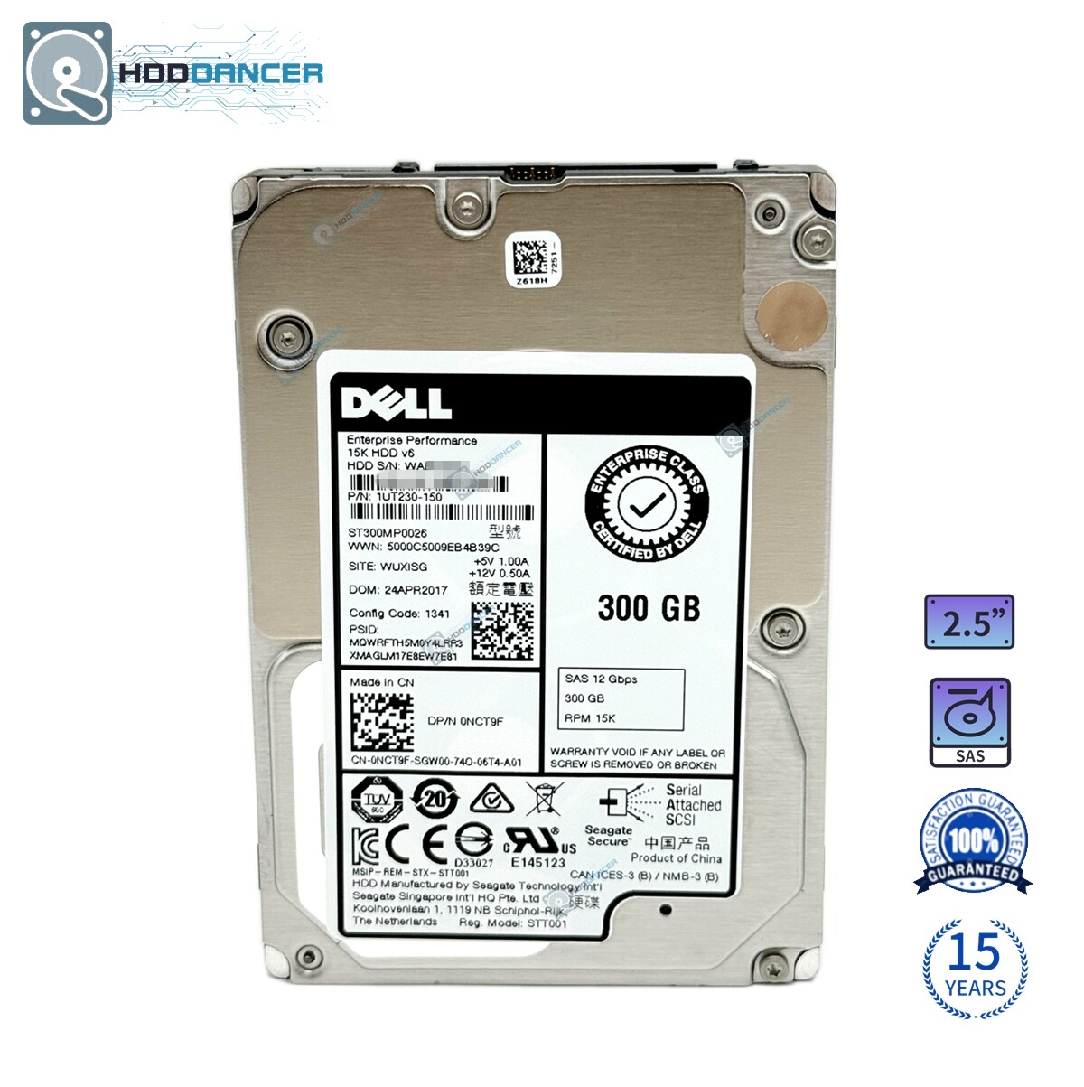 0NCT9F NCT9F Dell ST300MP0026 300GB 2.5'' SAS 512e 15000 RPM 12Gbps Hard Drive