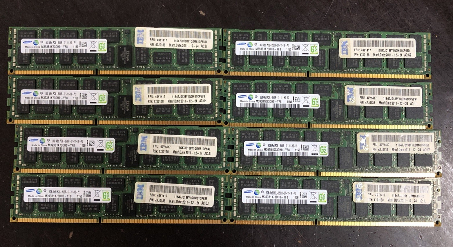 64GB  (8x8GB)  Samsung 4Rx8 PC3L-8500R Server RAM