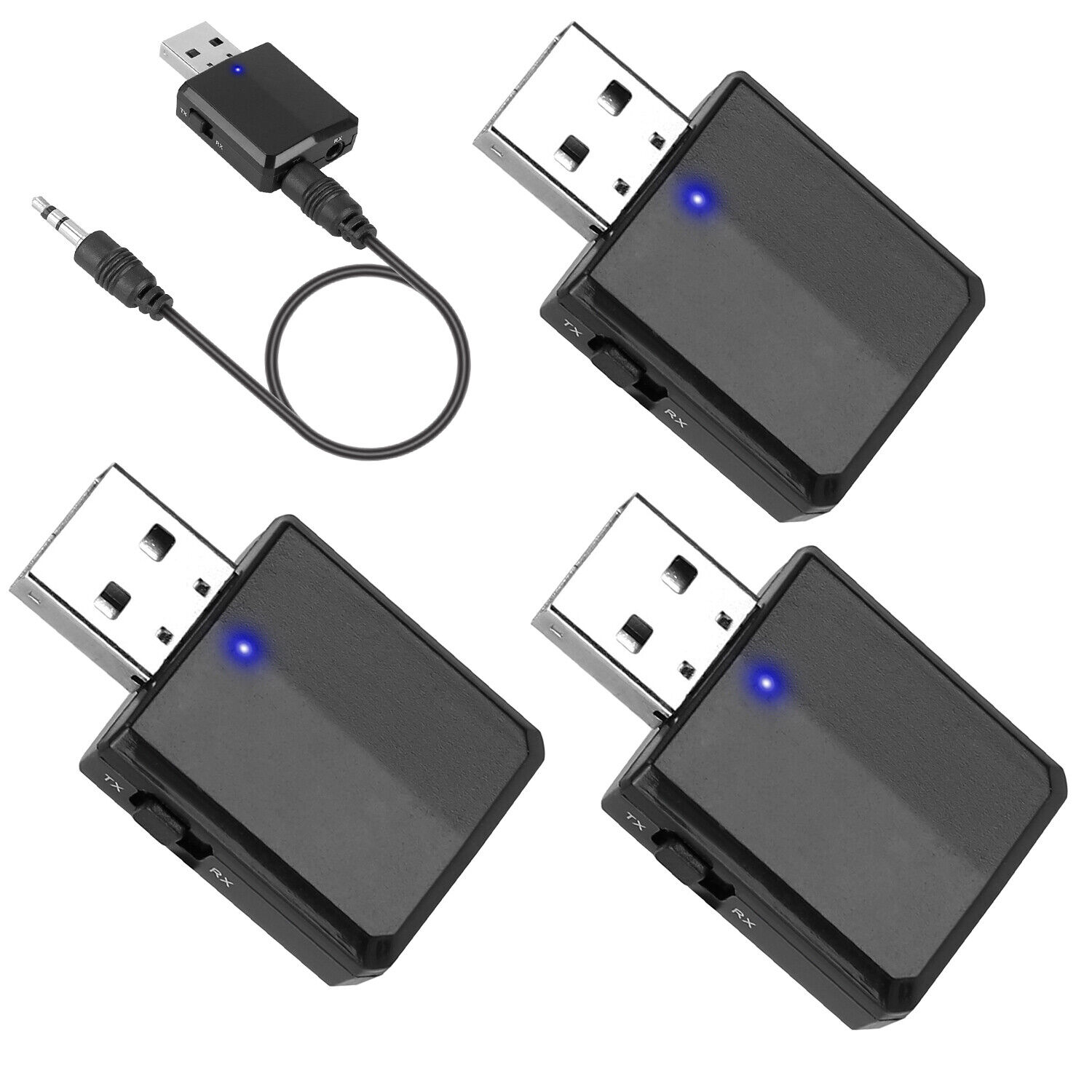 3PCS USB Wireless 5.0 Audio Transmitter & Receiver Adapter 3.5mm for TV PC Car