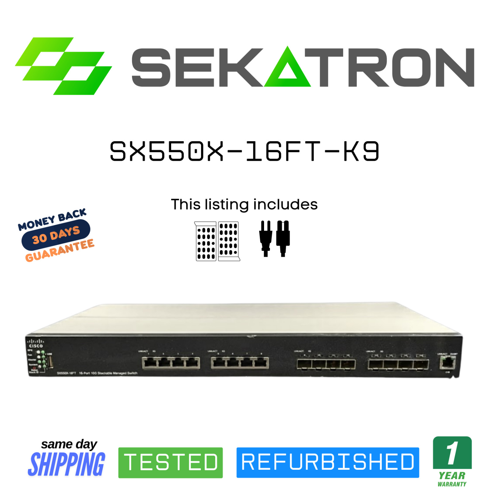 🔀 Cisco SX550X-16FT-K9 • 16× 10G Ports • Stackable Managed Switch • ⚡FastShip