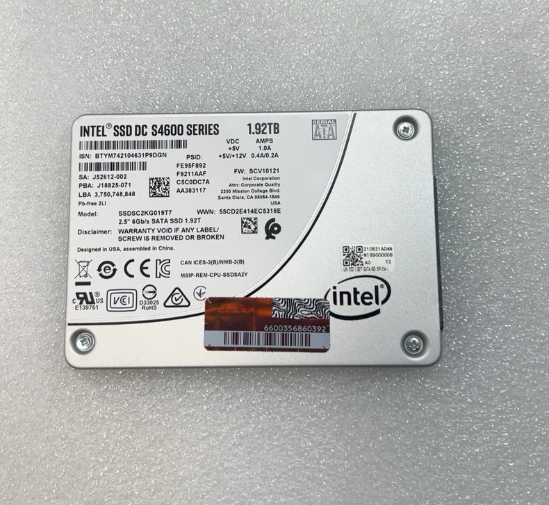 Intel DC S4600 1.92TB 2.5" 6.0G/S SATA III SSD DC MLC SSDSC2KG019T7 Server SSD-