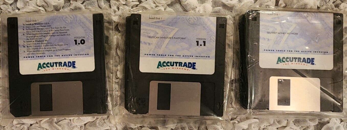 ACCUTRADE 1.0/1.1 WINDOWS PC TRADING SOFTWARE - New in Sealed Packages