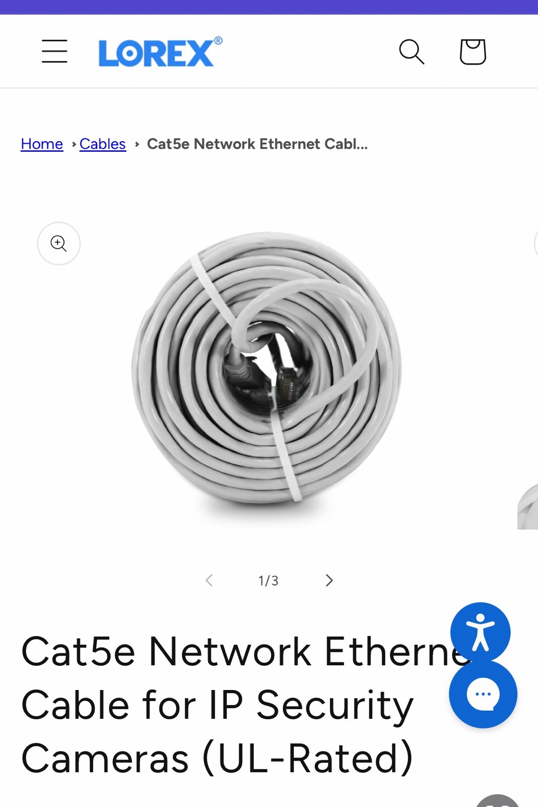New Cat5e Ethernet Cable 60’ Lorex Security Camera Outdoor Indoor