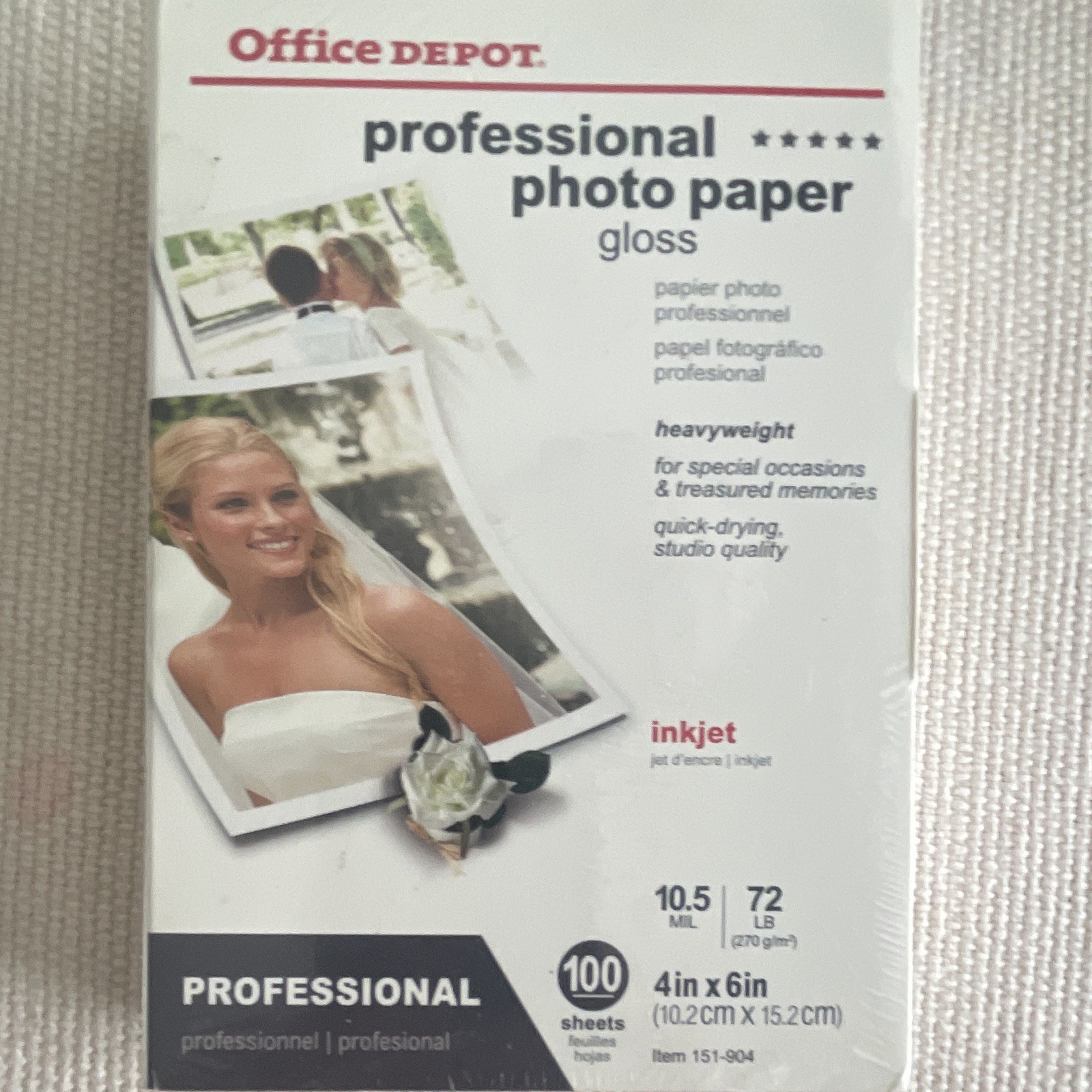 Office Depot Glossy Inkjet Photo Paper 4x6 270 g/m² 100 Sheets White