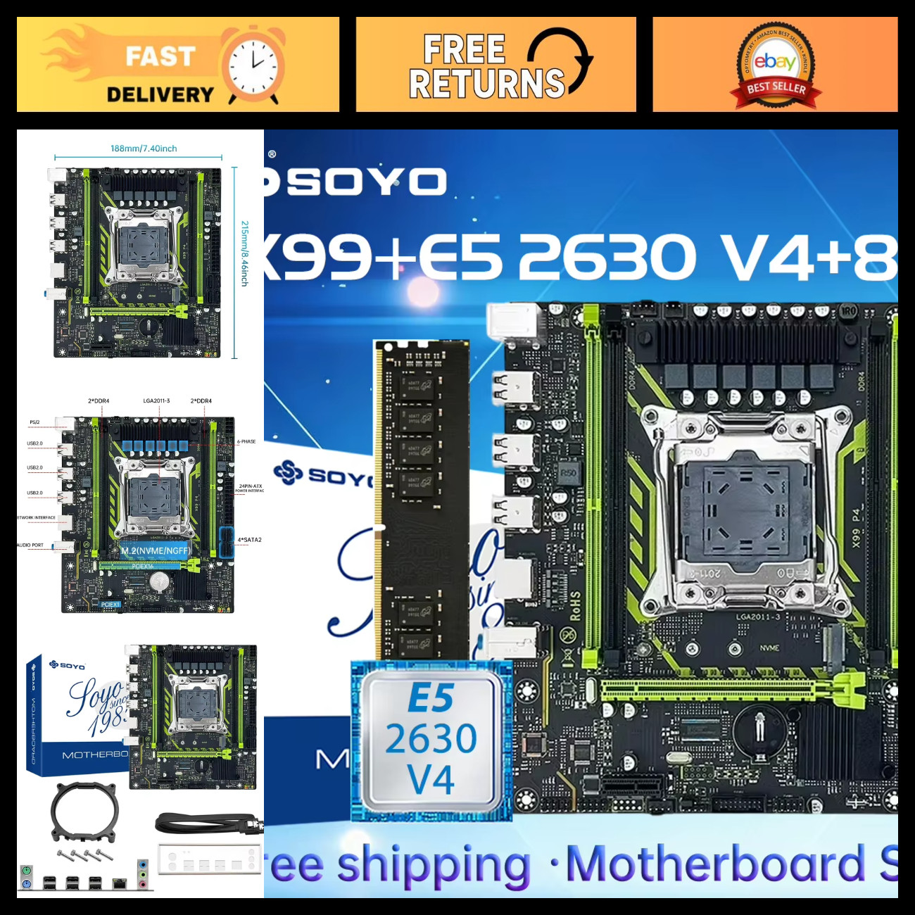 Micro-ATX Motherboard LGA2011-3 Socket, Intel H55 Chipset, DDR4 8GB Support