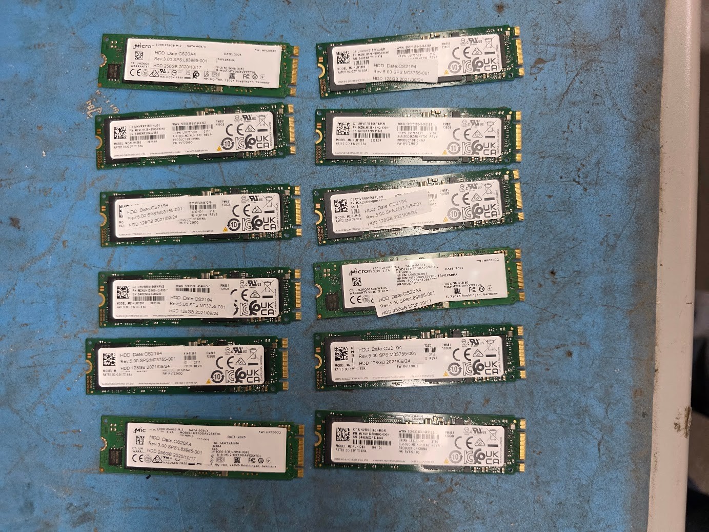 HPE MZ-NLH1280 L51707-001 SAMSUNG PM881 128GB SATA III SSD M.2 2280 Lot of 12
