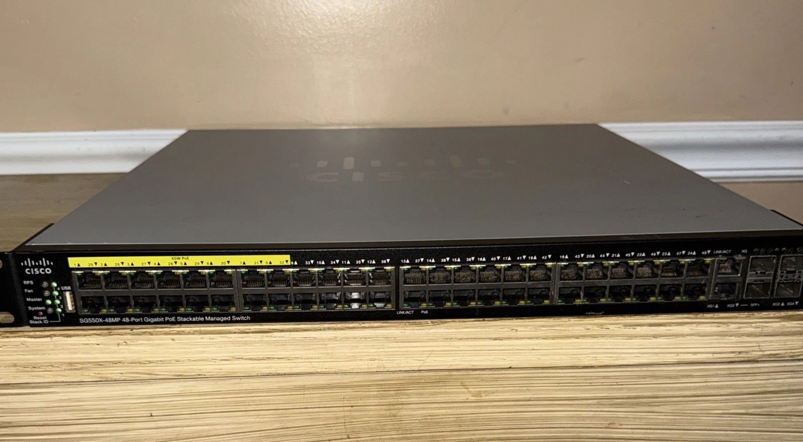 Cisco SG550X-48MP 48 Port PoE Stackable Managed Switch SG550X-48MP Powers On