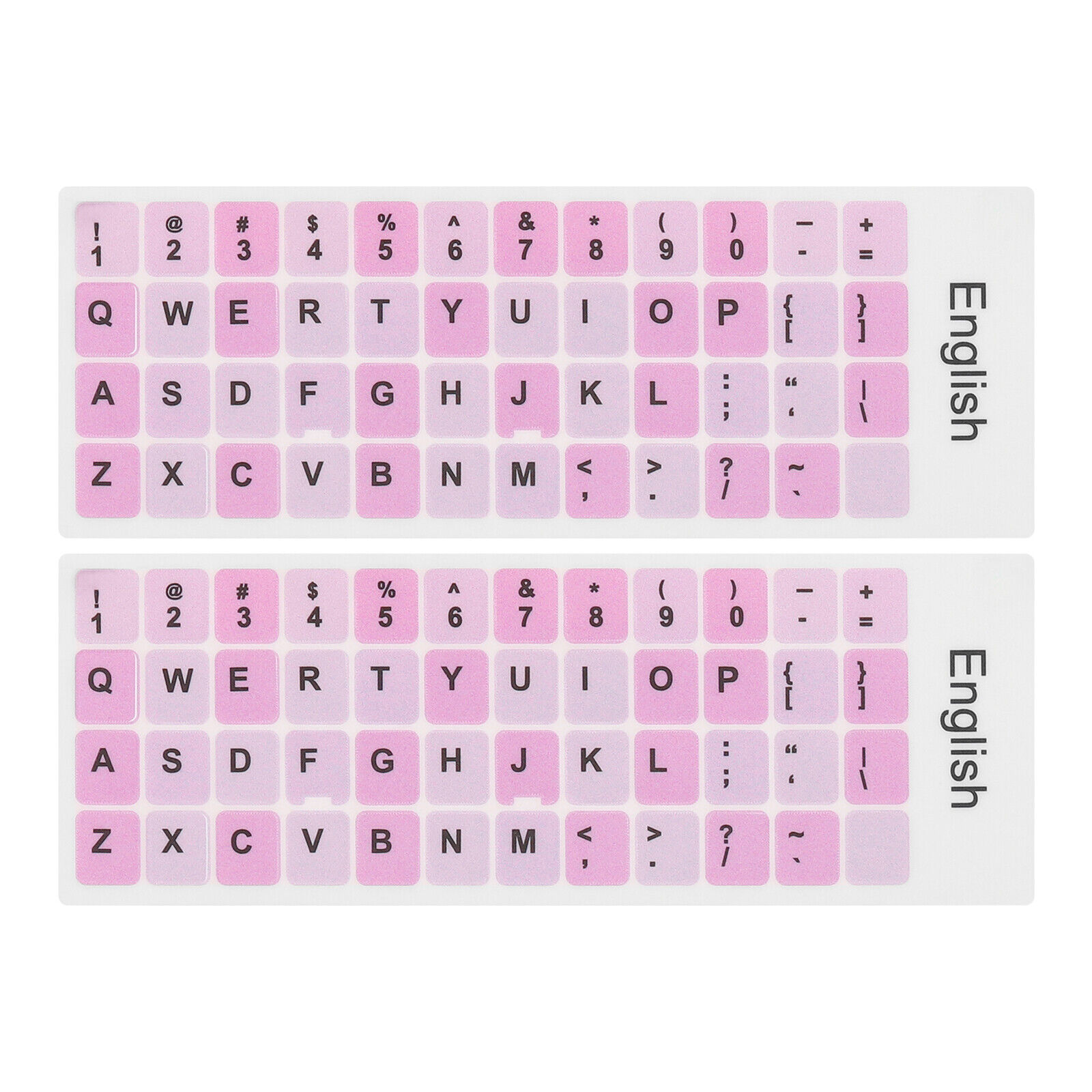 Universal English Keyboard Stickers Pink Background W Black Lettering 2Pcs