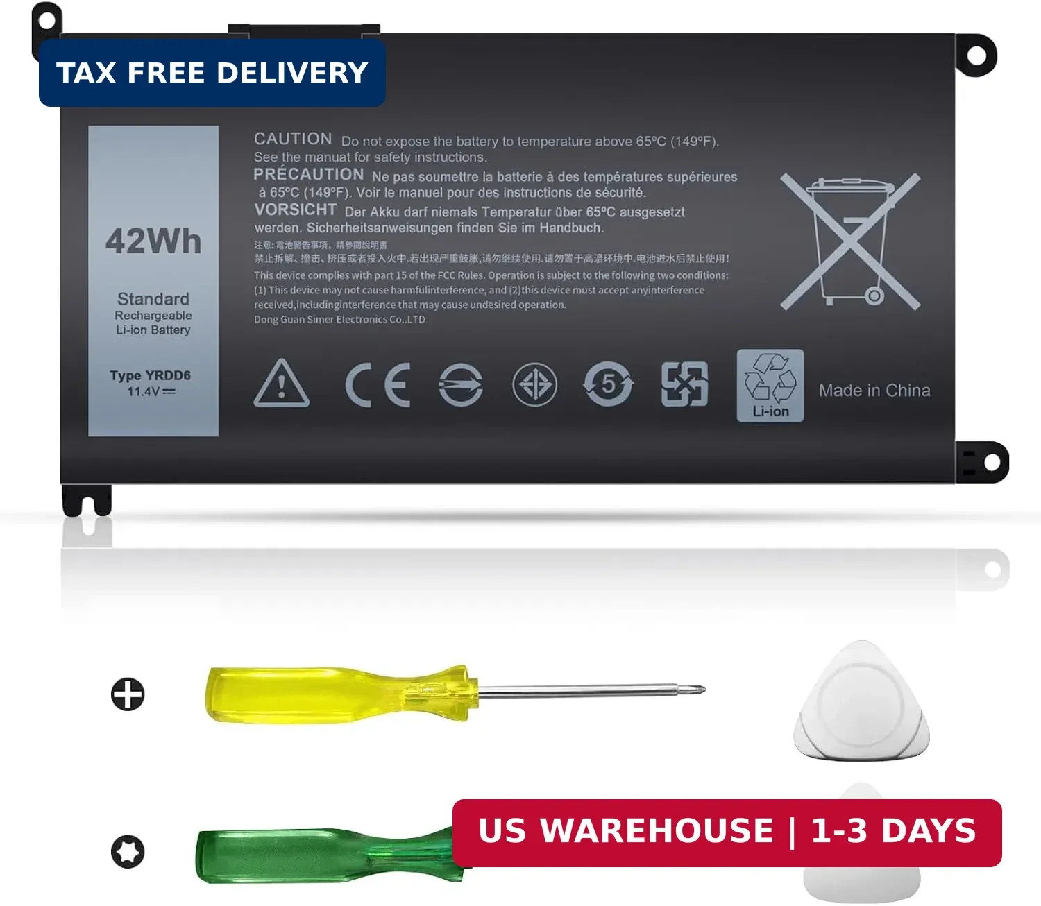 Easy Style YRDD6 Laptop Battery 42Wh Replacement for Dell inspiron 14 15 3584 35