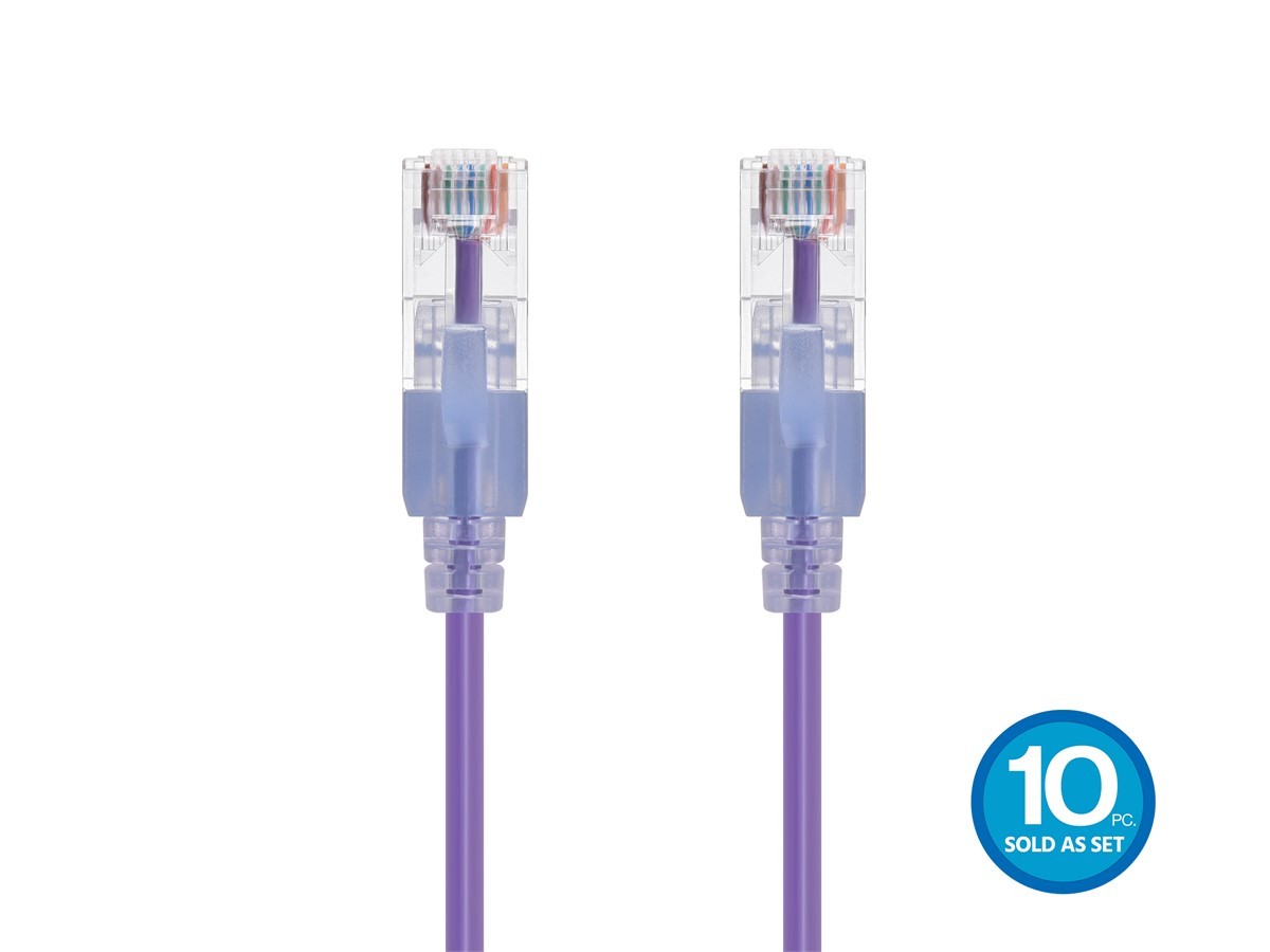 Monoprice Cat6A Ethernet Patch Cable- 1 feet- Purple | Snagless RJ45 550Mhz UTP