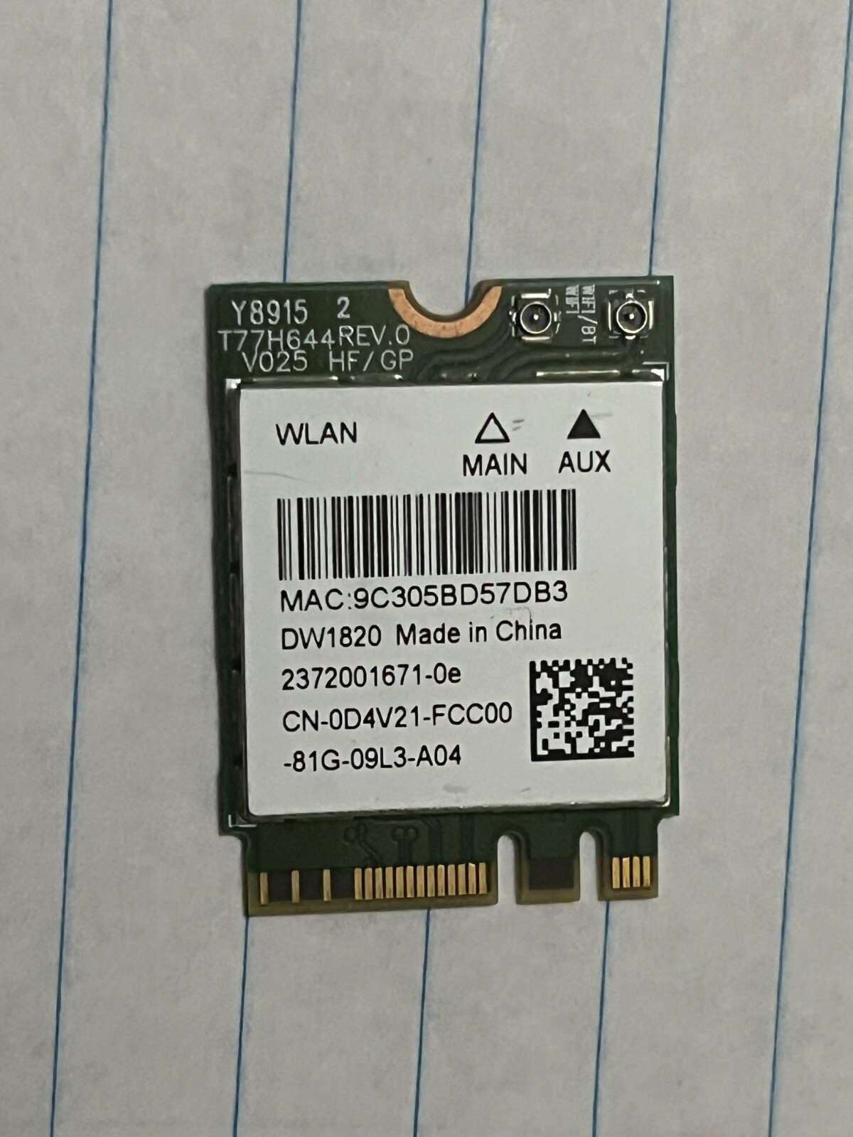 52 x   DELL  DW1820 WLAN WiFi Wireless 802.11ac NGFF Network Module card
