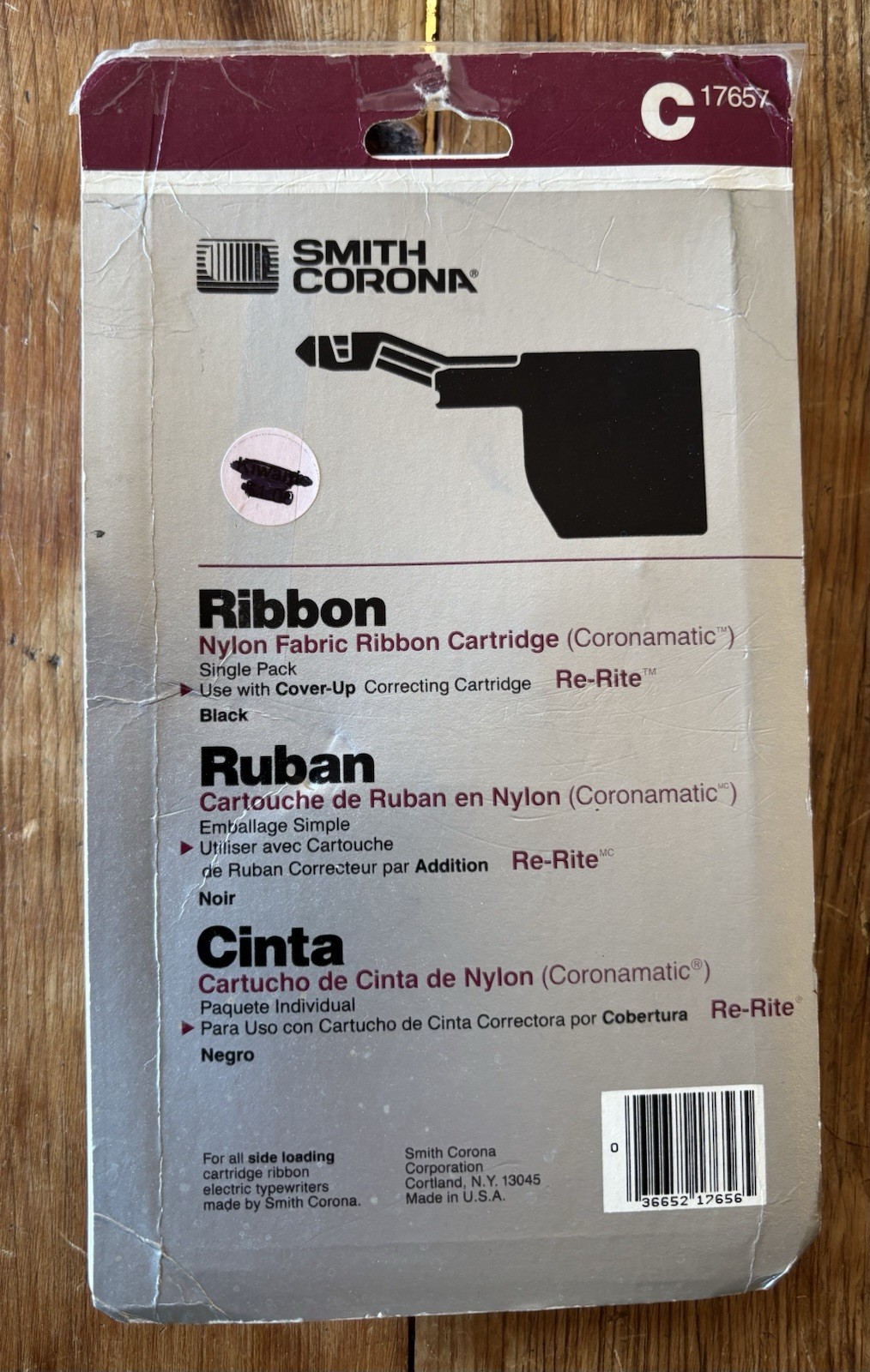 NEW Smith Corona C17657 Black Nylon Fabric Ribbon Electric Typewriter Cartridge