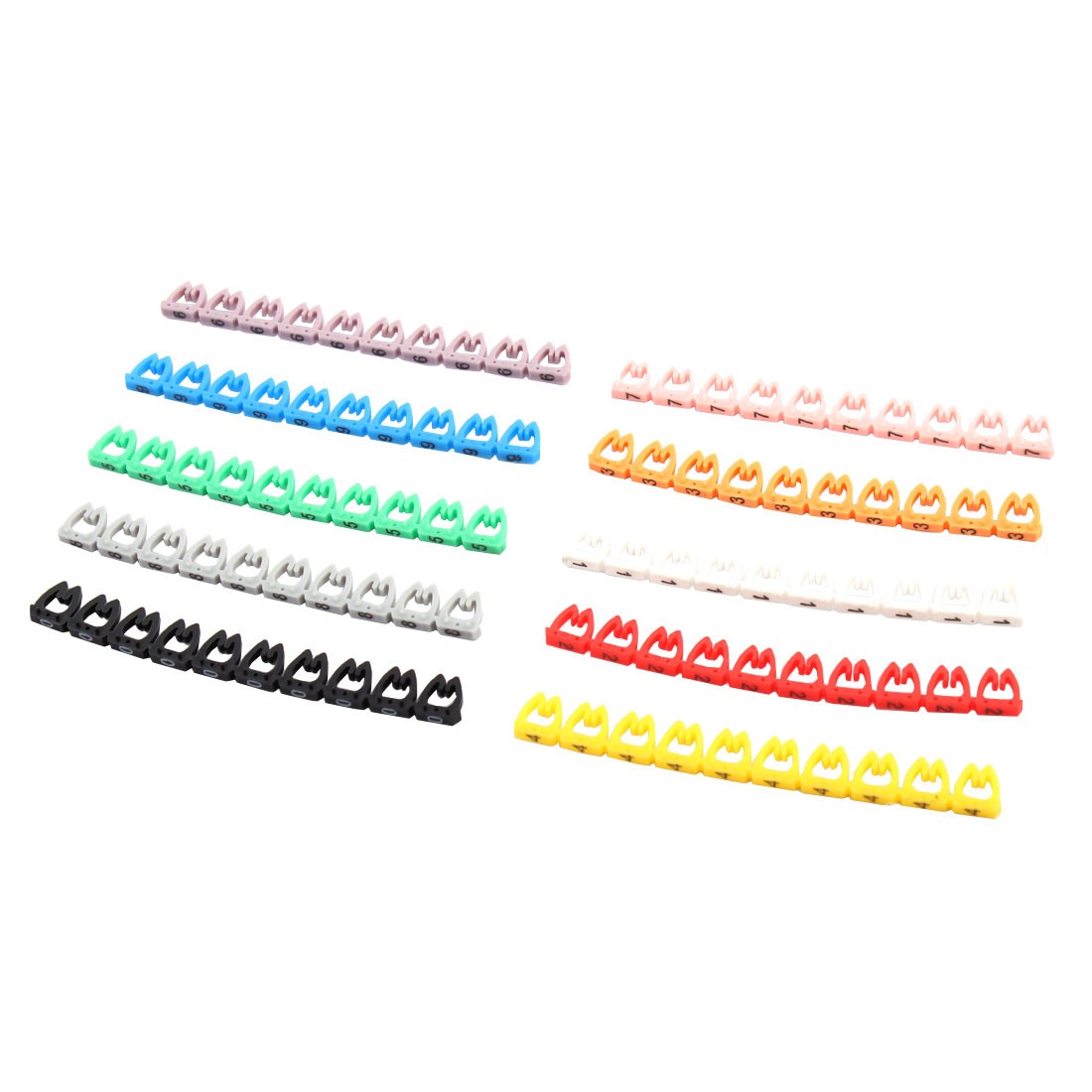 10 PCS 0-9 Coded Clip-on Plastic Colorful Cable Identification Wire Marker