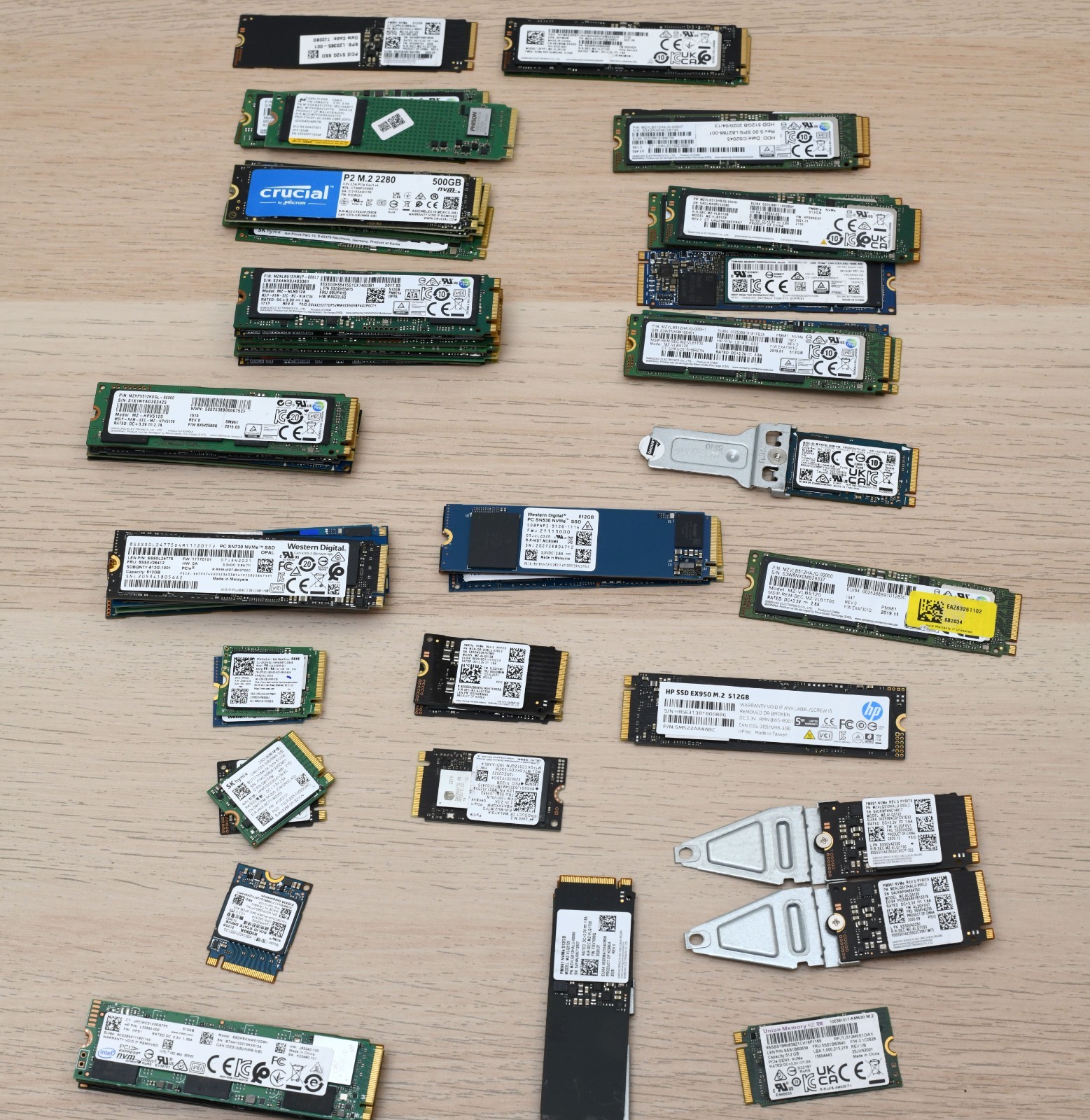 Bulk Lot of 60x NVMe SSD M.2 Drives for Laptop Desktop 512GB 500GB = MAJOR BRAND