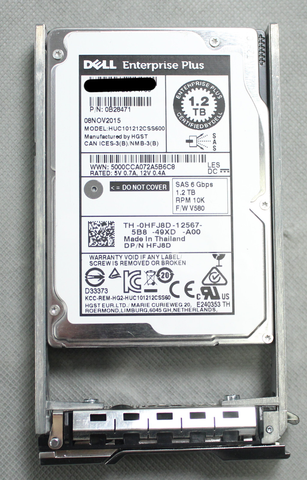 Dell HFJ8D 1.2TB 6GB/s SAS 10K 64MB 2.5" HDD HGST Ultrastar HUC101212CSS600