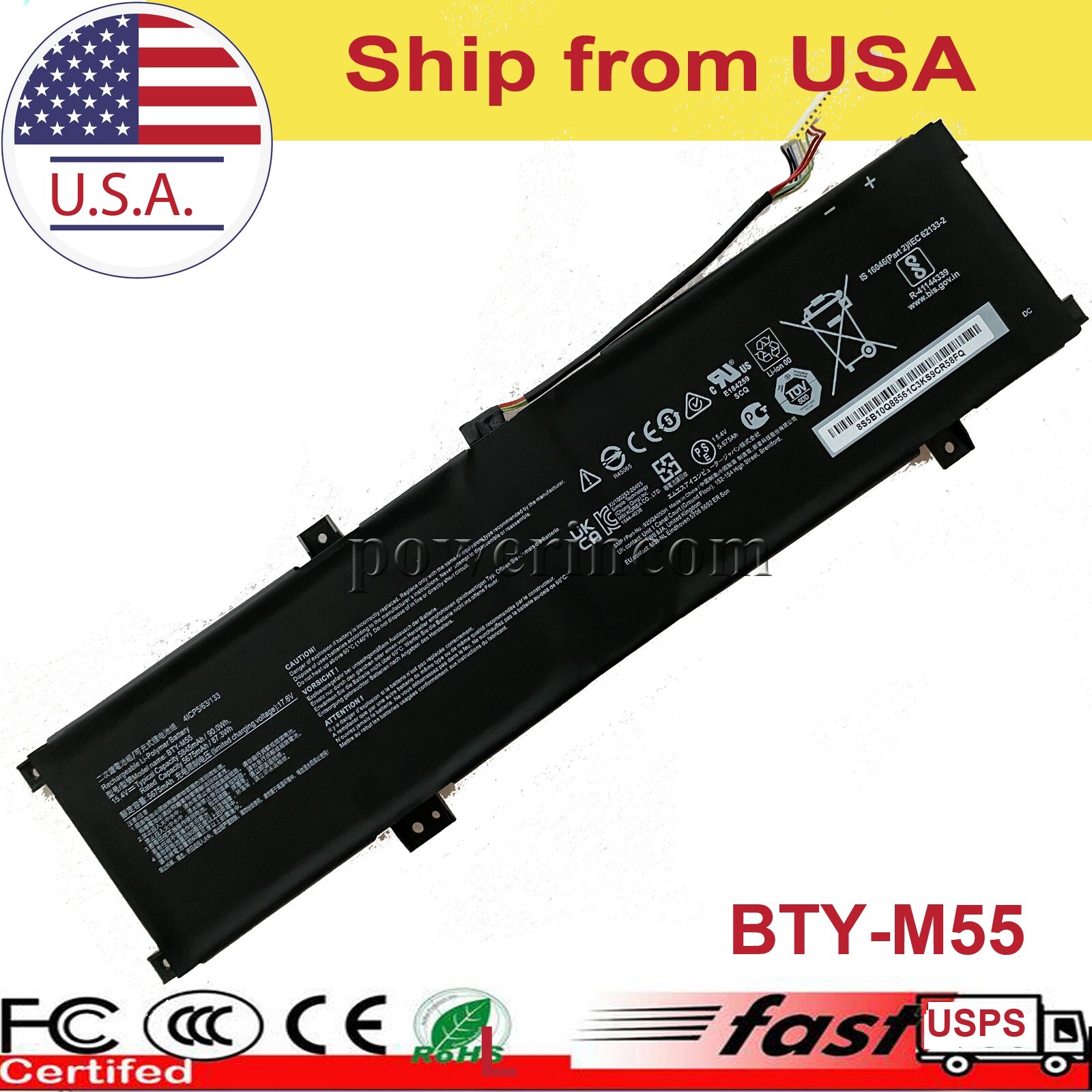 BTY-M55 Battery 90Wh 4-Cell 15.4V for MSI Alpha 15 A3DDK A4DEK B5EEK B5EX 