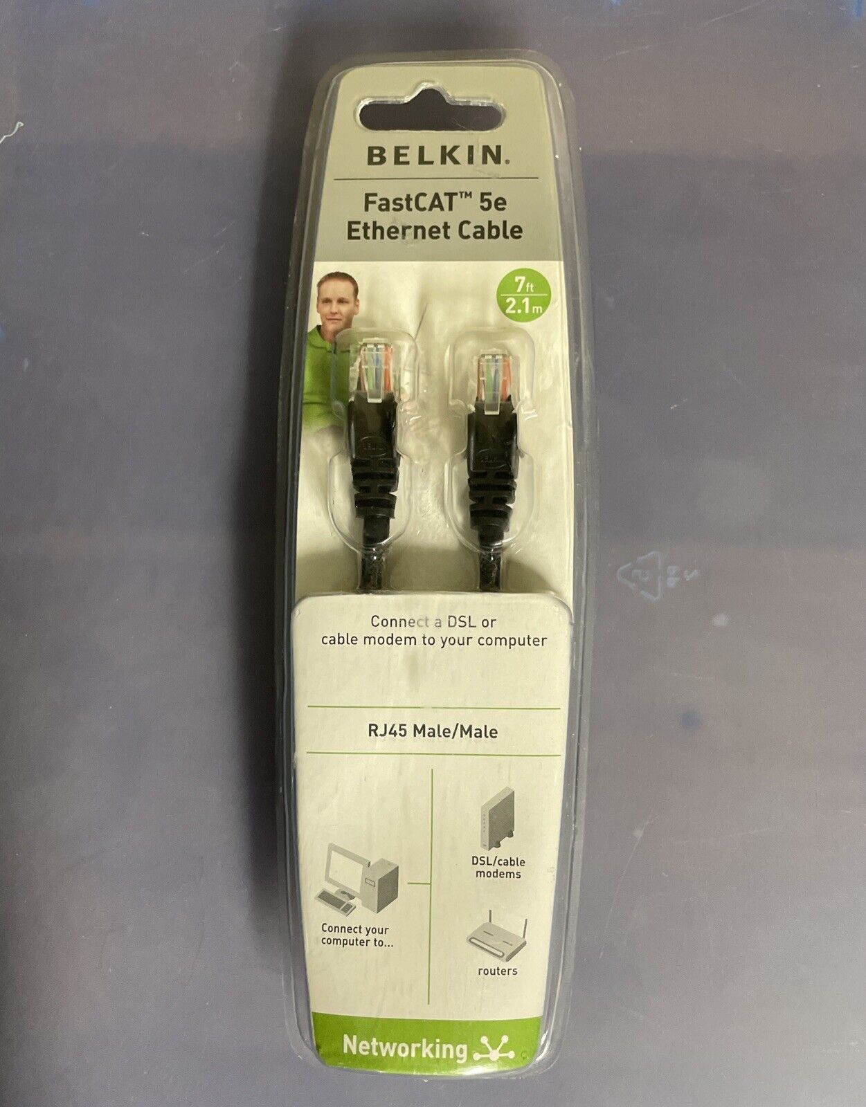 Belkin FastCAT 5e Ethernet Cable for DSL or Cable Modem 7Ft  RJ45 Male/Male New