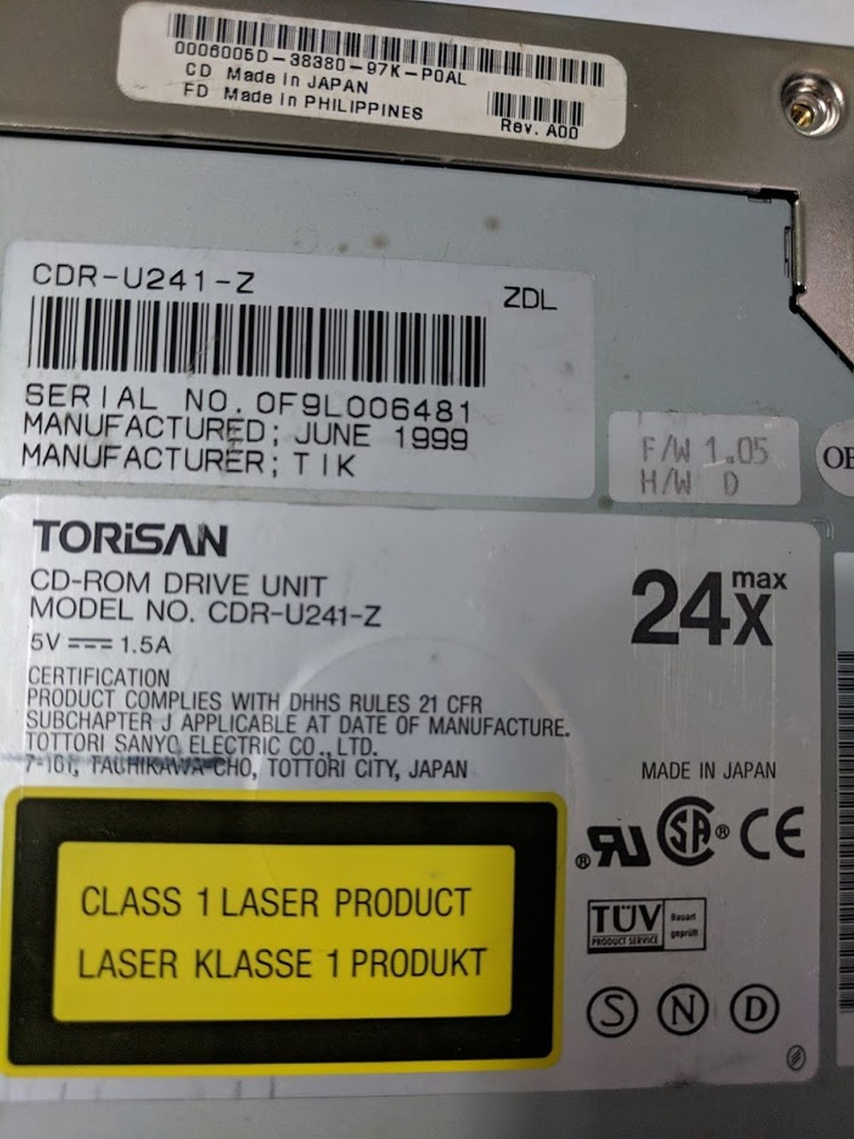 Torisan CDR-U240-Z - 24x CD-ROM Internal Drive