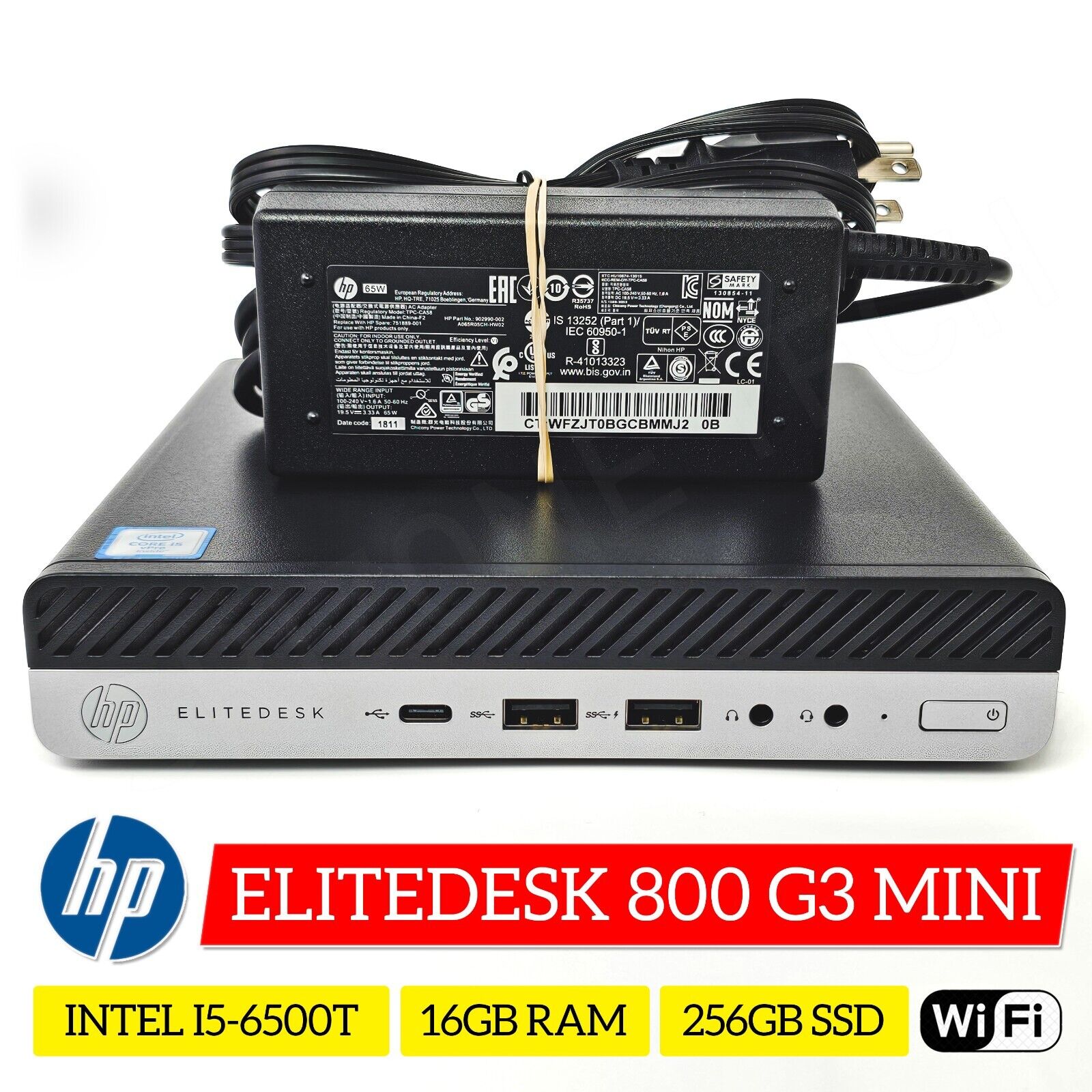 HP EliteDesk 800 G3 Mini Core i5-6500T 16GB 256GB NVMe SSD Win 11 Pro WIFI