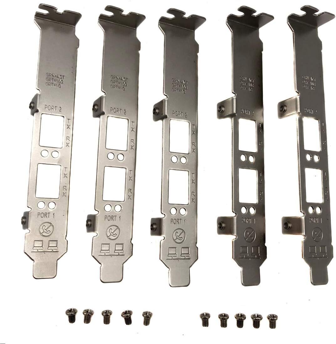 5PCS Full Height Brackets w/ Screws for Broadcom Fibre NIC 57810s